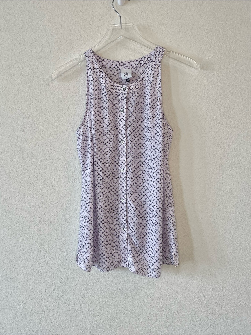 CAbi Priscilla Purple Floral Button-Front Sleeveless Top Style 5905